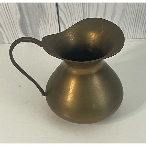 Vintage Solid Brass Pitcher 4 1/2" Made in India - Picture 1 of 3